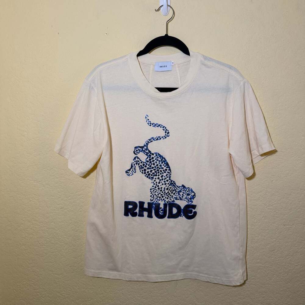 Rhude Leopard Tee - Vintage White - M